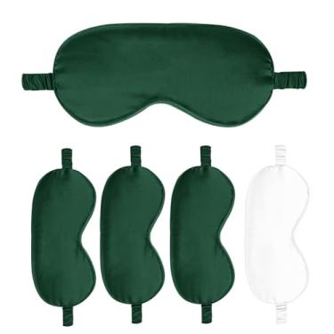 Imagem de Máscaras de dormir pacote com 5 capas de seda para olhos de cetim máscara blackout sedosa macia para olhos para dormir capas para presentes de dama de honra