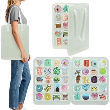 Imagem de Sacola organizadora de adesivos com 40 bolsos de PVC transparente – Estojo de armazenamento de feltro portátil com zíper duplo, ideal para colecionadores de adesivos, materiais de scrapbook e