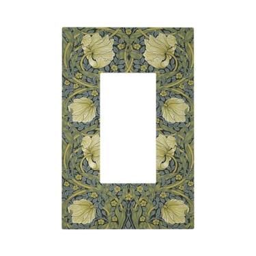 Imagem de Naiqadnehz Capas decorativas William Morris Green Florals 1 Gang Single Rocker Light Switch Cover Plate GFCI Placas de parede para interruptor elétrico para decoração de quarto e casa