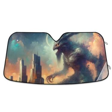 Imagem de Besta gigante na cidade para-brisa carro para-sol refletor UV auto janela frontal sombra solar proteção solar calor