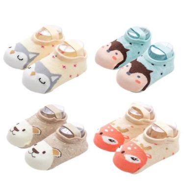 Imagem de Kit 4 Meias Sapatilhas Antiderrapante Pietra Baby Infantil Unissex Alg