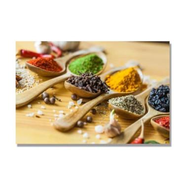 Imagem de NHLDZYH Arte de parede em tela colorida para especiarias e colher de tempero | Decoração de cozinha vintage | Arte moderna para casa e sala de jantar. C41. 70 x 105 cm - 27,6 x 41,4 pol. Somente tela