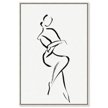 Imagem de Pose de tinta preta I arte de parede minimalista impressa em tela por Art Remedy, moldura prata, 25 x 38 cm