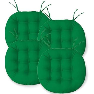 Imagem de Assento Futon Oxford Liso 40cmx40cm Redonda 9 Furos almofada para cadeira para Sala Escritório Cozinha Conjunto (Verde)