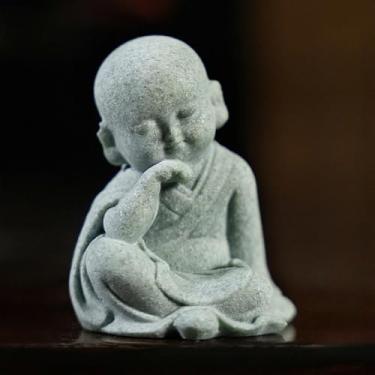 Imagem de FENNYYAR Estátua de Buda de Estilo Chinês Decoração Mini Estatueta de Budismo, 6 cm, Topper de Mesa Decoração de Mesa Estátua Zen para Casa