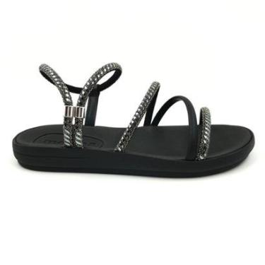 Imagem de Sandália Moleca Papete Calce Fácil Strass Preta 5525104-Feminino