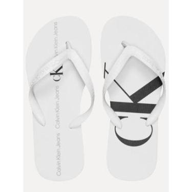 Imagem de Chinelo Calvin Klein Jeans Logo Flow Dark Branco-Masculino