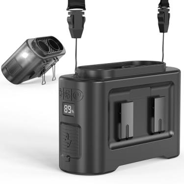 Imagem de Cinto portátil de 14500 mAh com clipe para ventilador de cintura - recarregável operado por bateria, resfriamento máximo de 40H, 5 velocidades 14600 RPM, ventilação de ar dupla, ventilador de gola de