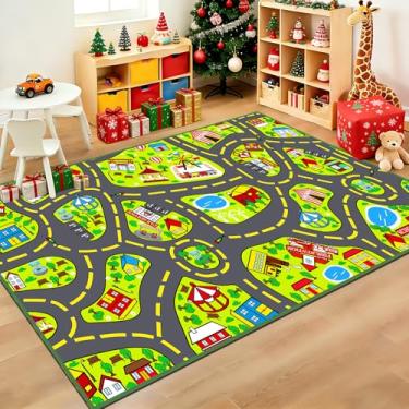 Imagem de Tapete de carro de 11 x 1,8 m, tapete de estrada de carro para crianças com mapa de estrada da cidade, tapete educativo, aprendizagem, tapete para crianças, para sala de jogos, sala de aula, quarto