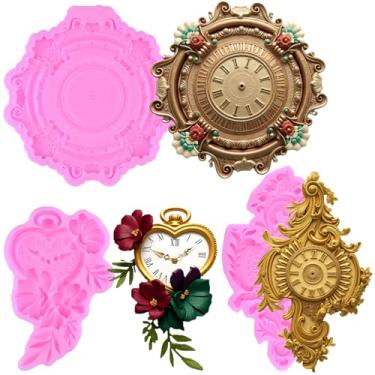 Imagem de MIYAHOUSE Moldes de silicone para fondant de relógio para decoração de bolos, topo de cupcake, pasta de goma de chocolate, argila de polímero, conjunto de 3