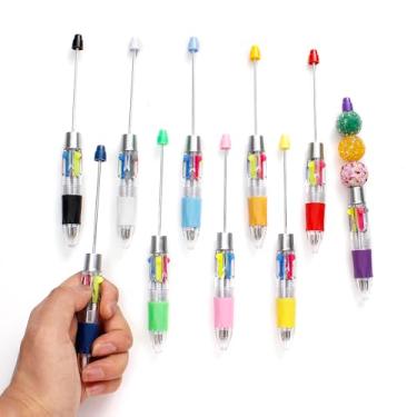 Imagem de PIPITREE 20 canetas com contas, contas a granel, 10 cores, plástico colorido, tinta preta, canetas, kit de canetas para mulheres e homens, presentes de formatura, escritório, material escolar