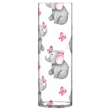 Imagem de CEBUGI Vaso de flor de elefante pequeno 10 x 30 cm, vaso cilíndrico para flores, vaso transparente inquebrável para decoração de casa de festa de casamento