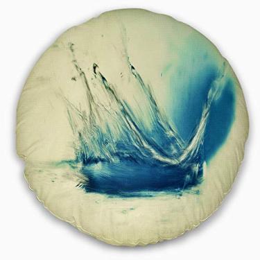Imagem de Sala de estar Redonda, Sala de estar, Sofá, Almofada de alta qualidade + Capa de almofada impressa nos dois lados 40 cm da Designart Fresh Water Splash