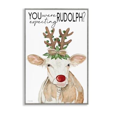 Imagem de Stupell Industries You Were Expecting Rudolph Gray Framed Giclee Art, design por Cindy Jacobs, 61 x 40 cm