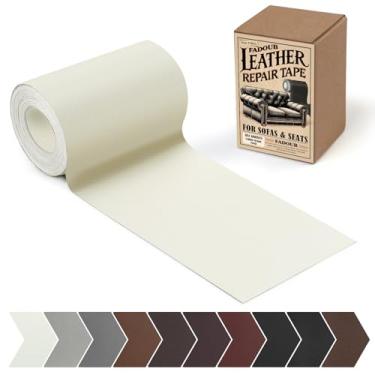 Imagem de Fadoub Patch de reparo de couro, kit de fita de reparo de couro autoadesivo de 7,5 x 152 cm para móveis, sofá, escritório, assentos de carro, interior de carro, kit de reparo de vinil (bege)