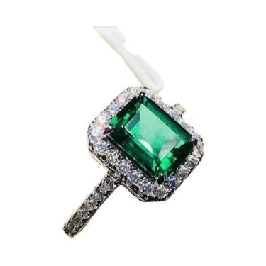 Imagem de Anel Quadrado Verde CZ Para Mulheres, Joia Luxuosa E Elegante Para Pre