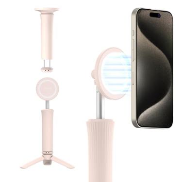 Imagem de araree Magfie Pod Lite Suporte magnético para tripé de telefone, MagSafe compatível com mini braçadeira giratória de 360° para iPhone e smartphones Galaxy (rosa)