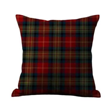 Imagem de Natal xadrez fronha tecido de pelúcia macio dupla face impressão sofá 