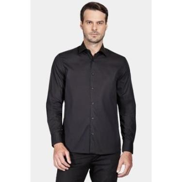 Imagem de Camisa Slim Social Com Elastano Preto-Masculino