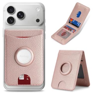 Imagem de Cavor Compatível com carteira MagSafe com suporte para AirTag, carteira magnética Airtag para iPhone 17/16/15/14/13/12, porta-cartão magnético com suporte, suporte para cartão de telefone seguro