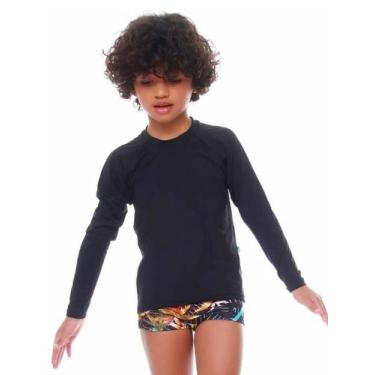 Imagem de Blusa Infantil Preta Manga Longa de Proteção UV50+ - Cecí Moda Praia, 
