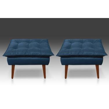 Imagem de Kit 02 Puf Opala Suede Azul Marinho-Modena Decor - CASA DA POLTRONA