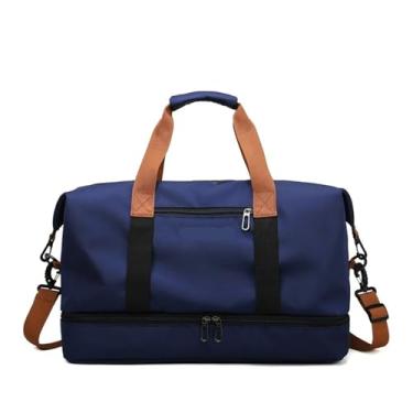 Imagem de SOMKB Bolsa de viagem para mulheres, homens, academia, academia, ioga, bolsa de ombro transversal, bolsas de viagem de curta distância, Azul, One Size