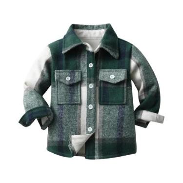 Imagem de Camisa Jaqueta Xadrez Unissex Para Crianças Com Mangas Longas, Botões 