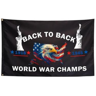 Imagem de ZKflager Back To Back Campeões da Guerra Mundial Bandeiras engraçadas para Room Guys Meme Cool Flags Banner 3x5 Feet College Dorm Bedroom Wall Man Cave Girls Frat Indoor Outdoor Gifts