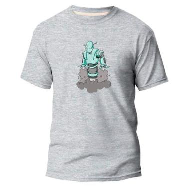 Imagem de Camiseta Basica Algodão Premium Estampada Robô Fumaça - Pavesi, Cinza,