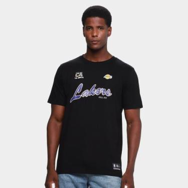 Imagem de Camiseta NBA Mitchell & Ness Cursive Masculina, Preto, G
