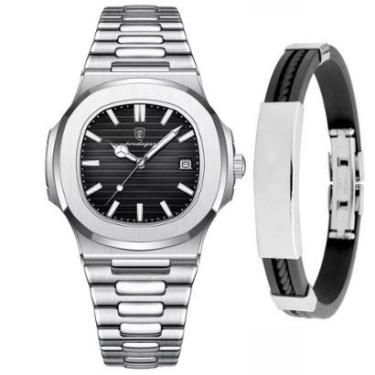 Imagem de Relógio Masculino Metálico Premium Old Money + Pulseira Aço-Masculino