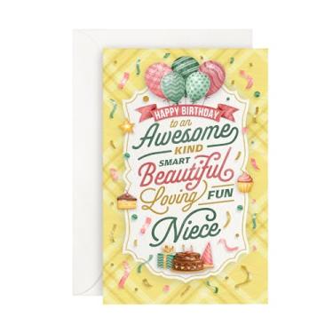 Imagem de Prime Greetings Cartão de aniversário de sobrinha, feito nos EUA, cartolina grossa com envelope premium embalado em um envelope de apresentação reutilizável, ecológico, 12,7 cm x 19,7 cm