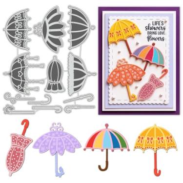 Imagem de UNICRAFTALE 12 peças de guarda-chuva de aço carbono matrizes de corte estênceis de guarda-chuvas vitorianos matrizes de corte para fazer cartões, papel em relevo, estênceis para álbum de fotos