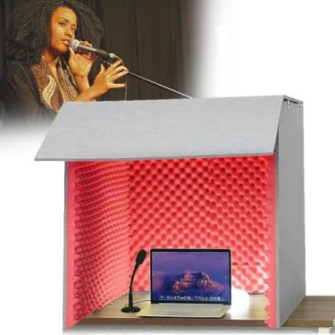 Imagem de Cabine de gravação portátil à prova de som - sala de isolamento para estúdio doméstico, microfone, podcast, jogos e transmissão - tratamento acústico perfeito para qualidade de som nítido