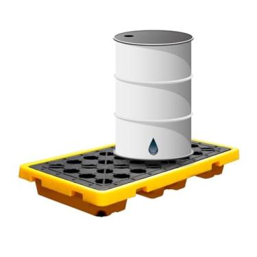 Imagem de Palete de contenção de derramamento de tambor modular resistente - Bandeja de derramamento de tanque de óleo com grade, 120 x 60 x 10 cm, plataforma antivazamento para armazenamento seguro de líquidos
