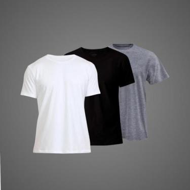 Imagem de Kit 3 Camisetas Básicas Masculinas 100 Algodão Direto da Fabrica - Lua