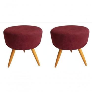 Imagem de Kit 02 Puff Redondo Pés Palito Vinho / Bordô - SMF DECOR