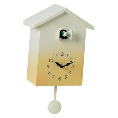 Imagem de WeiLaiKeQi Relógio de parede decorativo com grandes números arábicos, silencioso, para sala de estar, escola, café, bar, casa e quarto infantil, Amarelo