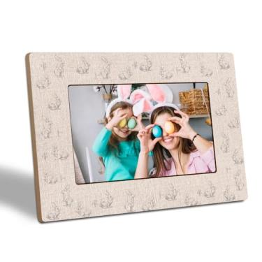 Imagem de Porta-retrato retrô de Páscoa, esboço de coelhinhos, molduras de mesa rústicas para foto horizontal de 10 x 15 cm, presente de dia de Páscoa para amigos, adultos e crianças, decorações de escritório