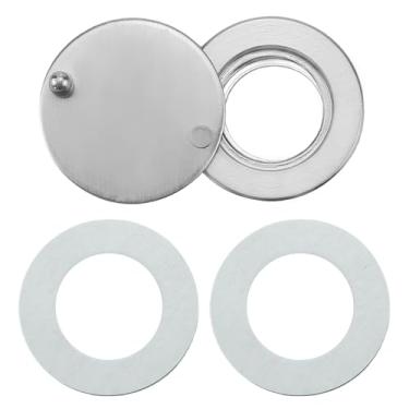 Imagem de Capa de olho mágico de 3 peças, capa de visualizador de porta com fita autoadesiva dupla face, capa de proteção de privacidade de segurança doméstica (níquel escovado + 2 adesivos de dupla face - 1