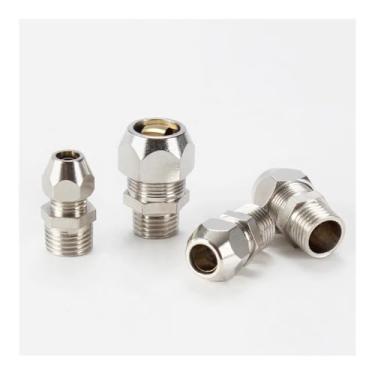 Imagem de Encaixe de tubo de virola de compressão 6/8 mm macho BSPT tubo de latão niquelado conjunto de cartão duplo juntas de cobre bloqueio de porca de tubo duplo (6 mm, 1/20.3 cm)