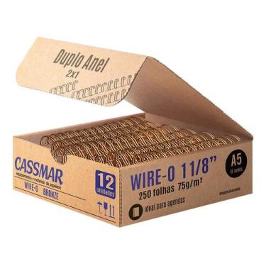 Imagem de Wire-o para encadernação A5 1 1/8 2x1 para 250fls bronze 12un - Cassma