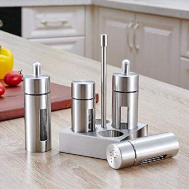 Imagem de U5GAAALPPQ9 Conjunto de 5 peças de aço inoxidável para temperos, galheteiro, temperos, temperos, utensílios de cozinha para cozinha