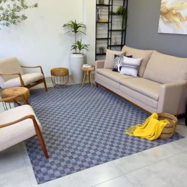 Imagem de Tapete 4m X 2m Grande Antiderrapante Para Sala Quarto Cozinha Sala De Jantar Decorativo Macio (Chumbo Xadrez)