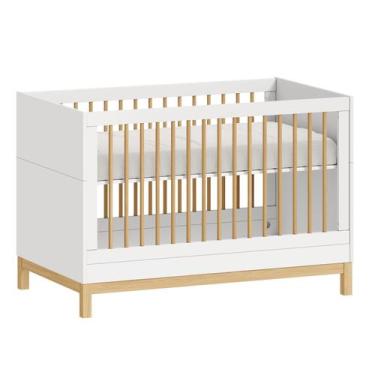 Imagem de Berço Americano 2 em 1 Cozy  Branco com Carvalho Malva - Quater