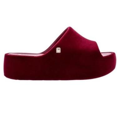Imagem de Sandália Melissa Free Platform Slide Velvet Vermelho Flocado-Feminino