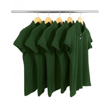 Imagem de Kit 5 Camisas Gola Polo Piquet Masculinas Lisa-Masculino