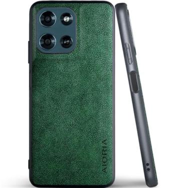 Imagem de AIORIA Capa para Motorola Moto G Play 2026 capa de couro premium design retrô capa protetora completa para celular Motorola Moto G Play 2026 5G (verde, para Moto G Play 2026)