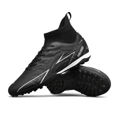 Imagem de lozoye Chuteiras de futebol de salão masculinas femininas chuteiras largas FG AG TF cano alto chuteiras de futebol, 628 Tf Preto, 5.5 Women/4 Men